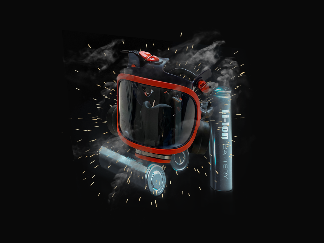 Lítium-ion akkumulátor tűzvédelmi maszk